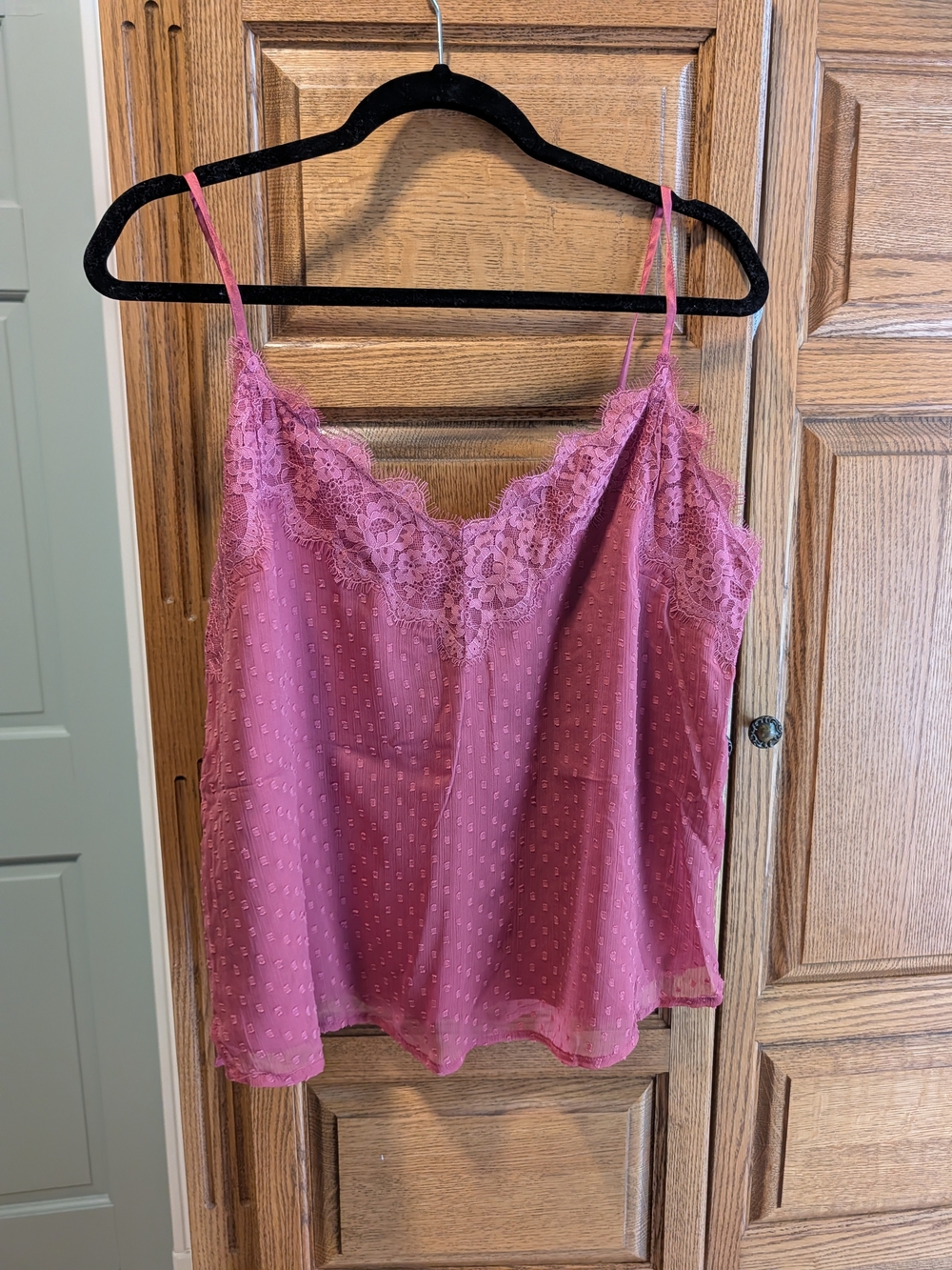 Abercrombie & Fitch Pink Lace-Trim Satin Camisole